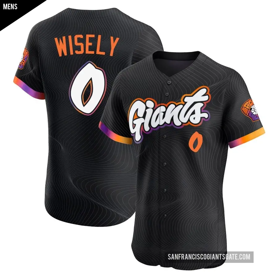Men's San Francisco Giants ＃0 Brett Wisely Elite Anthracite 2025 City Connect Jersey