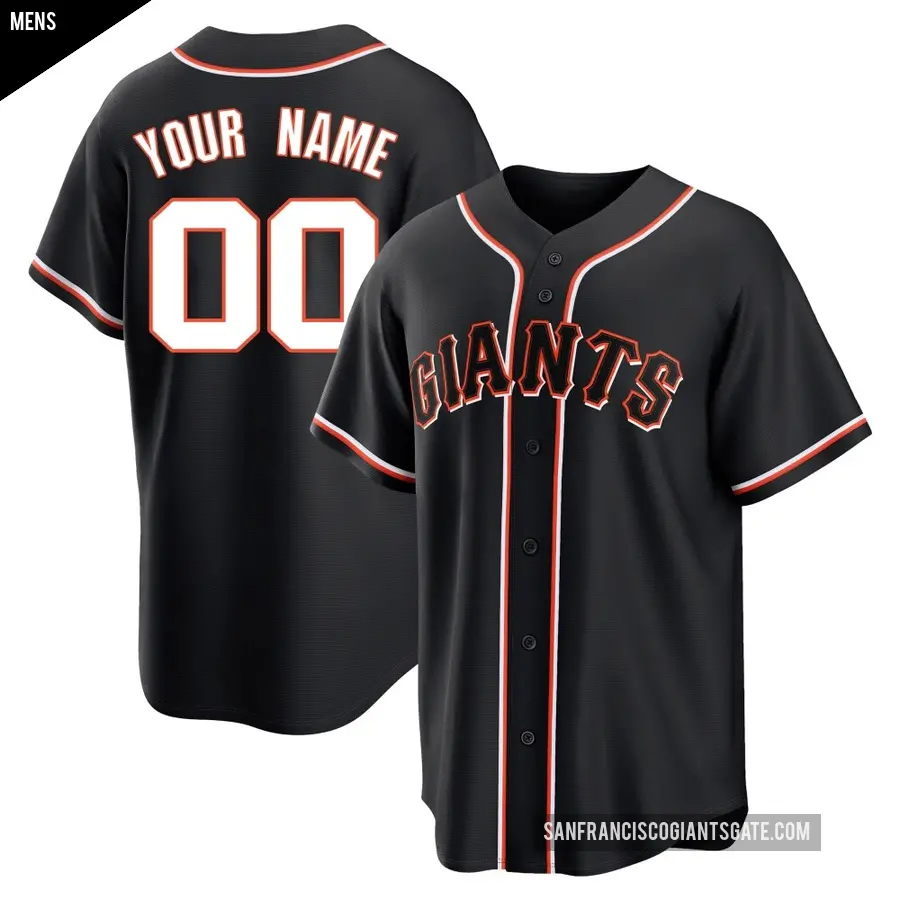 Men's San Francisco Giants ＃00 Custom Replica Black Fashion Out Jersey