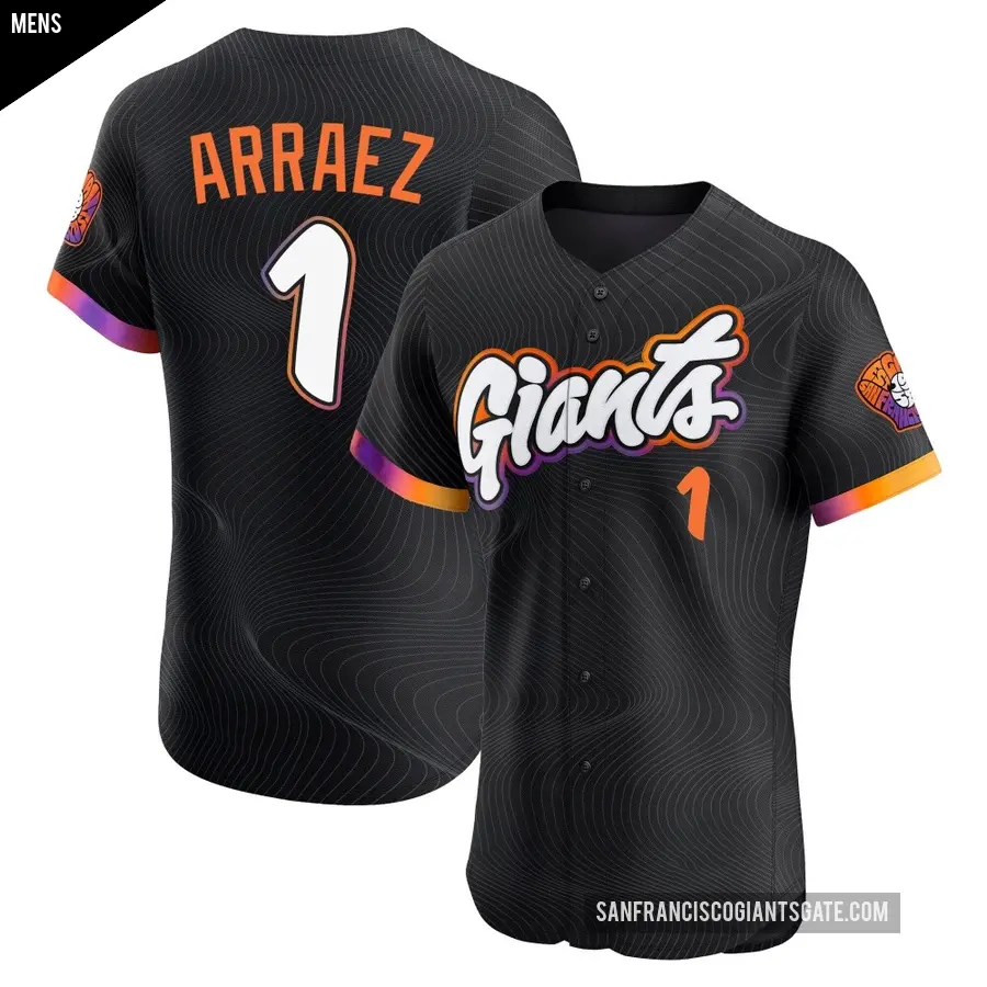 Men's San Francisco Giants ＃1 Luis Arraez Elite Anthracite 2025 City Connect Jersey