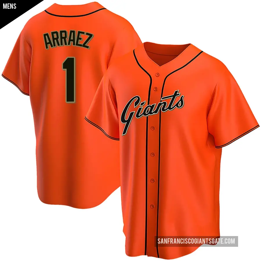 Men's San Francisco Giants ＃1 Luis Arraez Replica Orange Alternate Jersey