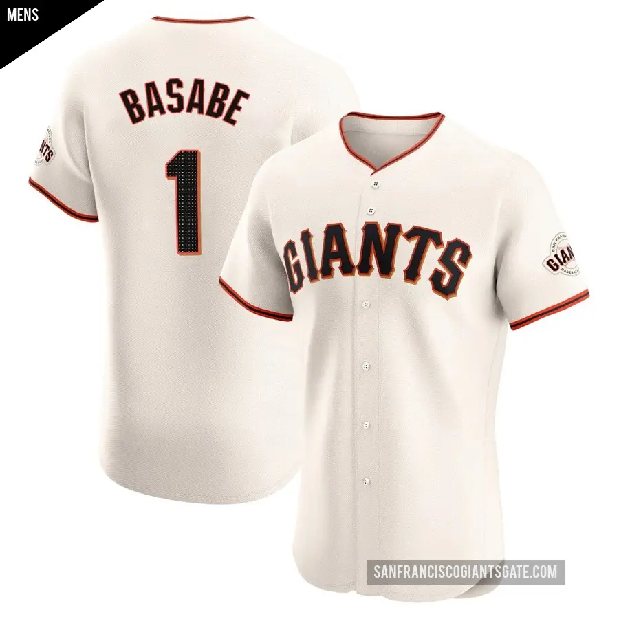 Men's San Francisco Giants ＃1 Osleivis Basabe Elite Cream Home Jersey