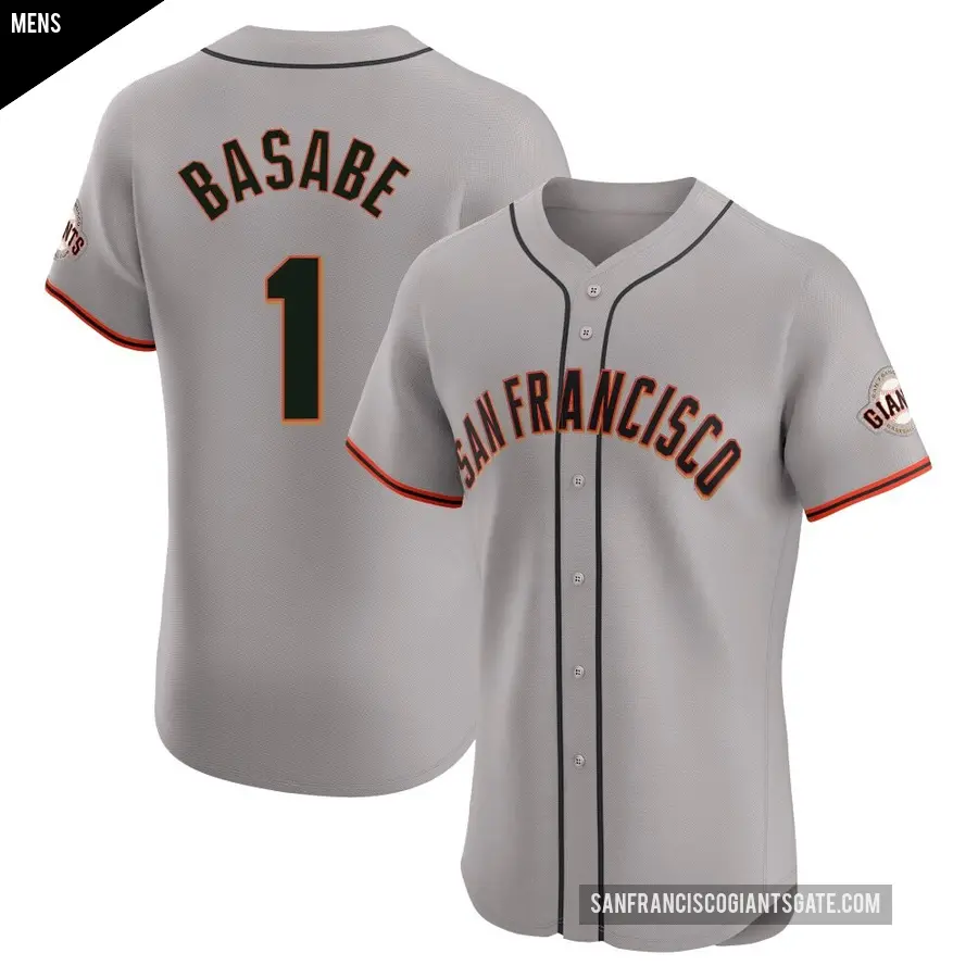 Men's San Francisco Giants ＃1 Osleivis Basabe Elite Gray Road Jersey