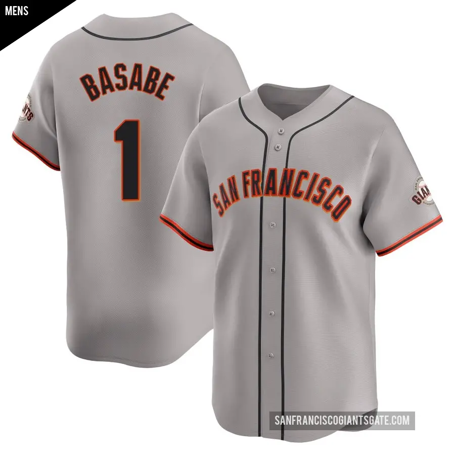 Men's San Francisco Giants ＃1 Osleivis Basabe Limited Gray Away Jersey