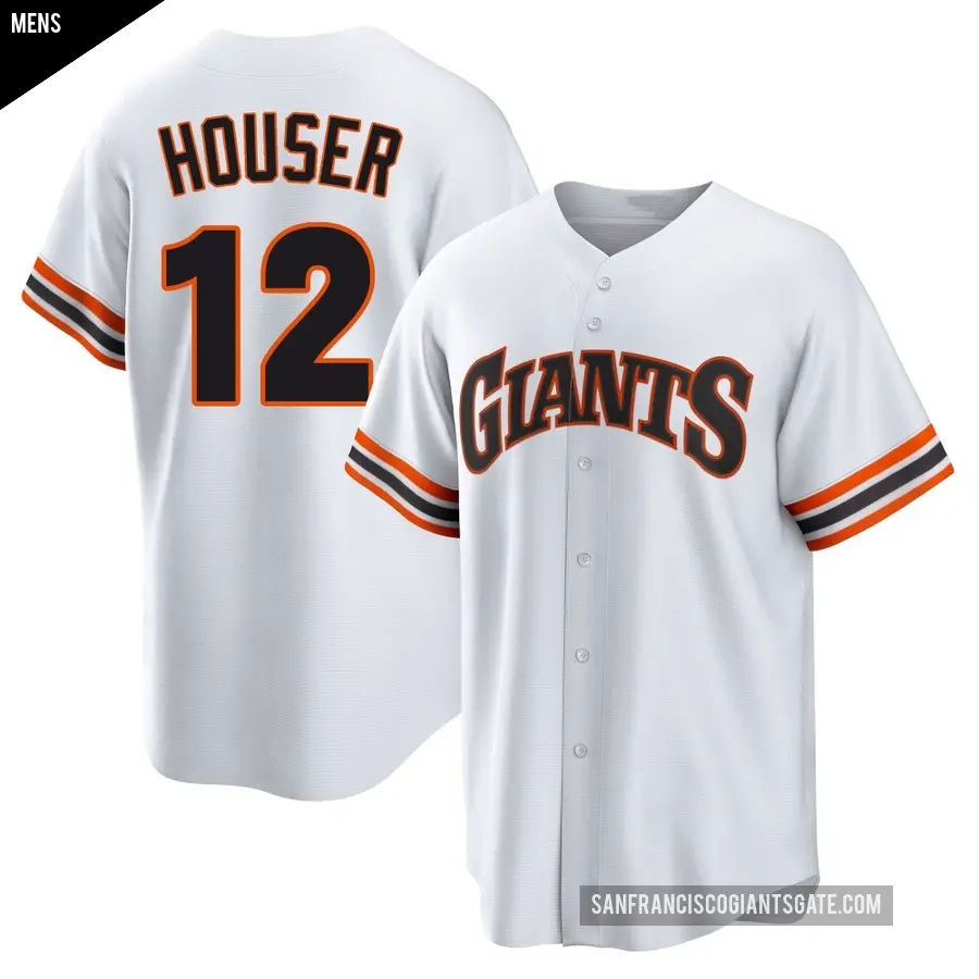 Men's San Francisco Giants ＃12 Adrian Houser Limited White Throwback Cooperstown Collection Jersey