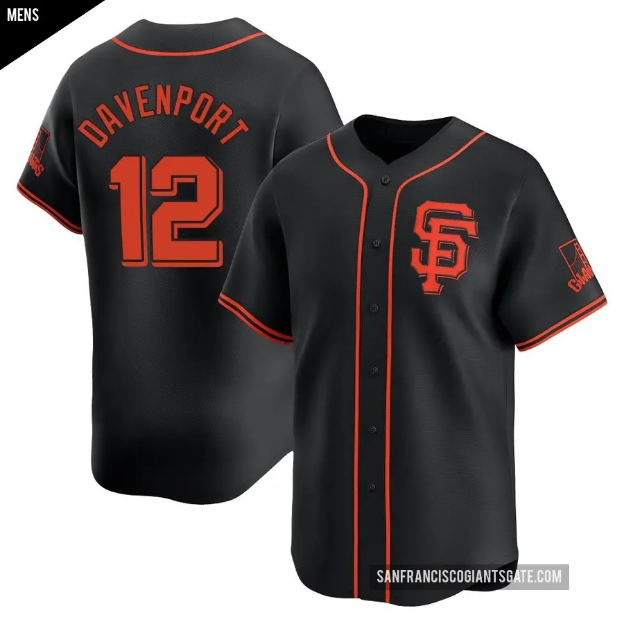 Men's San Francisco Giants ＃12 Jim Davenport Limited Black Alternate Jersey