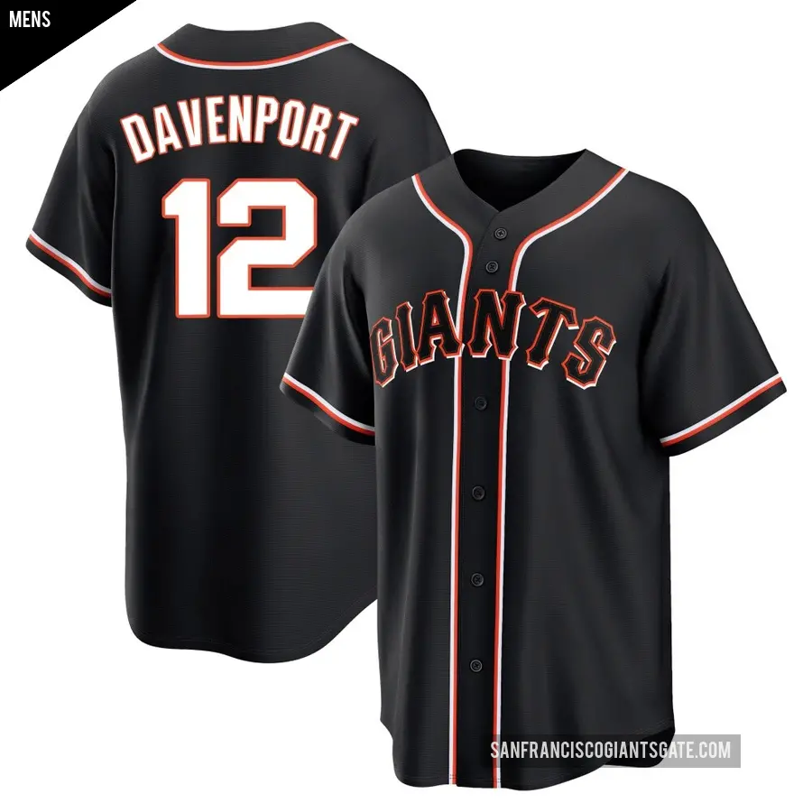 Men's San Francisco Giants ＃12 Jim Davenport Replica Black Fashion Out Jersey