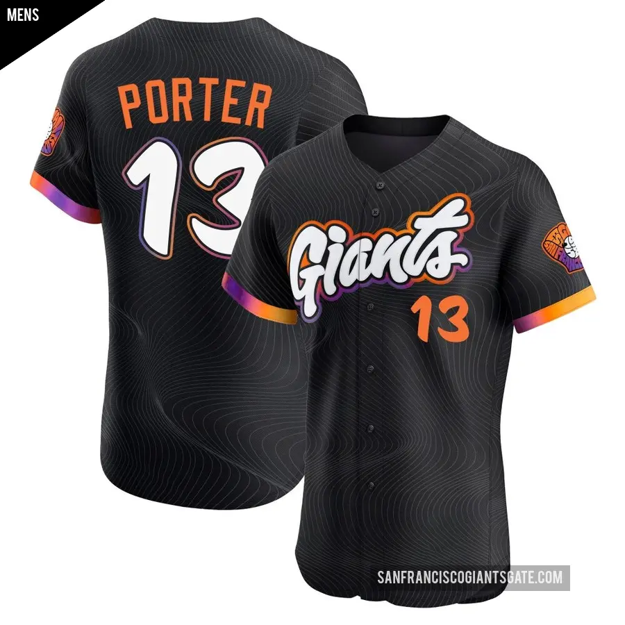 Men's San Francisco Giants ＃13 Logan Porter Elite Anthracite 2025 City Connect Jersey