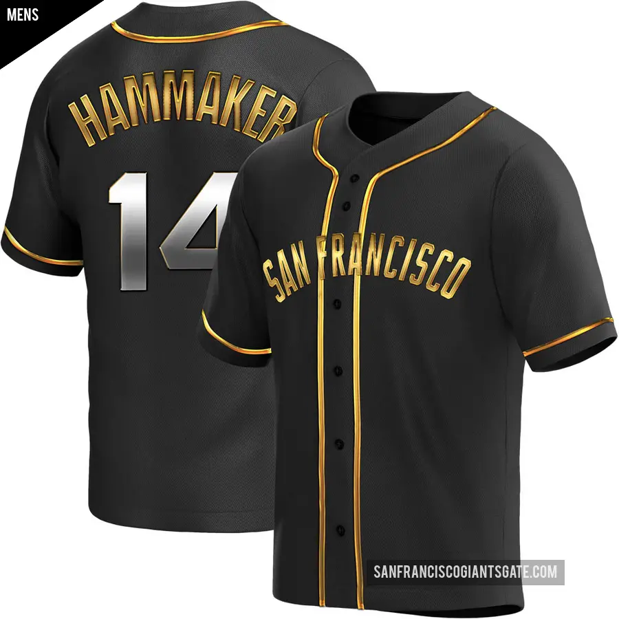 Men's San Francisco Giants ＃14 Atlee Hammaker Replica Gold Black en Alternate Jersey
