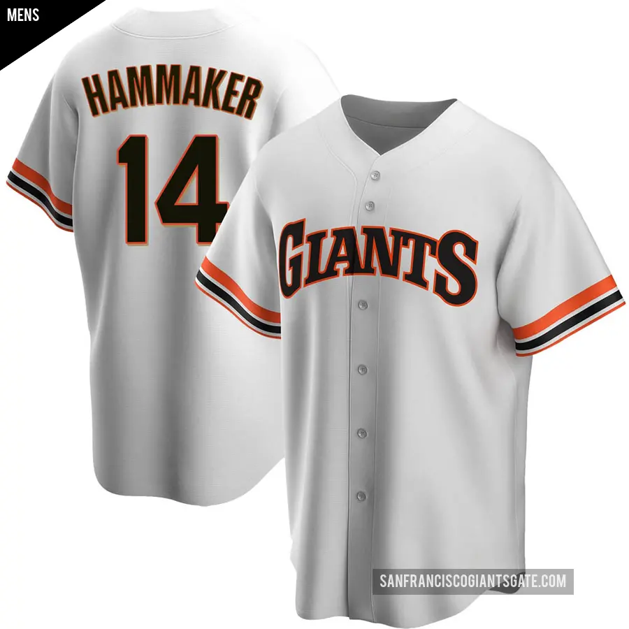 Men's San Francisco Giants ＃14 Atlee Hammaker Replica White Home Cooperstown Collection Jersey