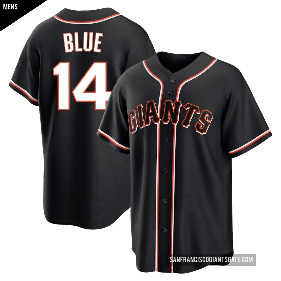 Men's San Francisco Giants ＃14 Vida Blue Replica Blue Black Fashion Out Jersey