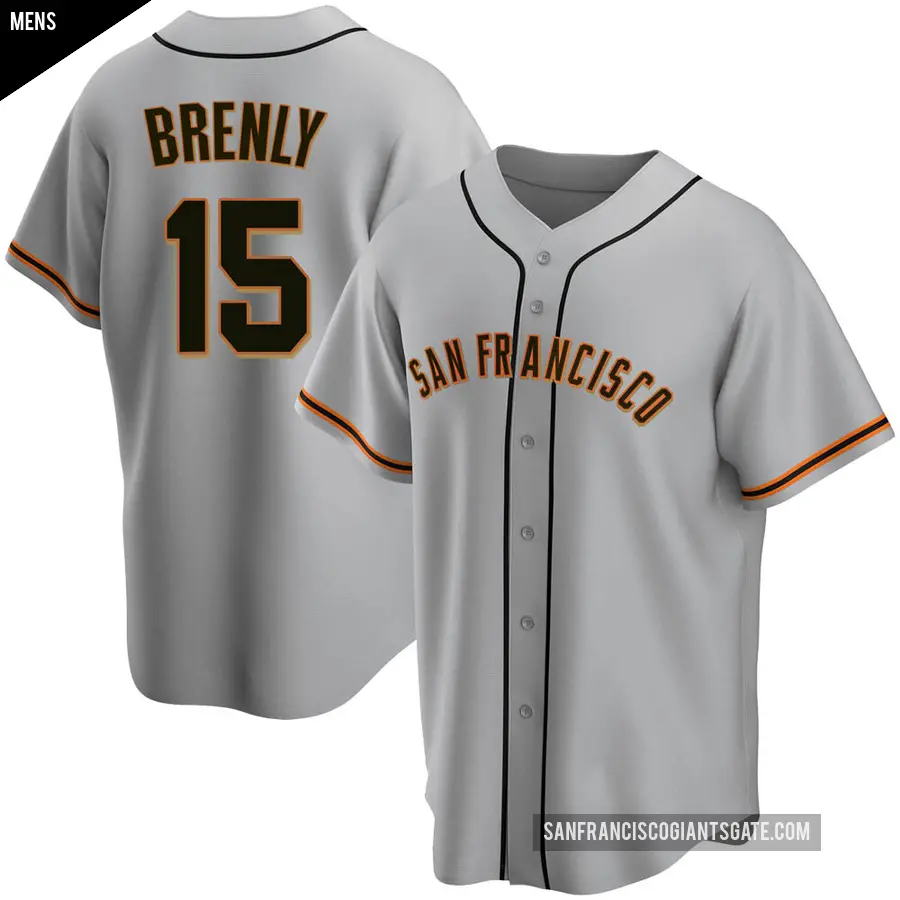 Men's San Francisco Giants ＃15 Bob Brenly Replica Gray Road Jersey