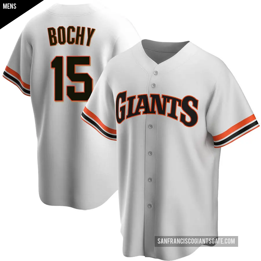 Men's San Francisco Giants ＃15 Bruce Bochy Replica White Home Cooperstown Collection Jersey