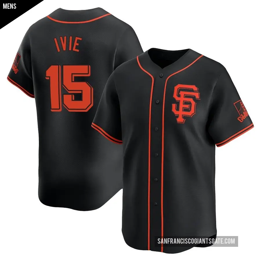 Men's San Francisco Giants ＃15 Mike Ivie Limited Black Alternate Jersey
