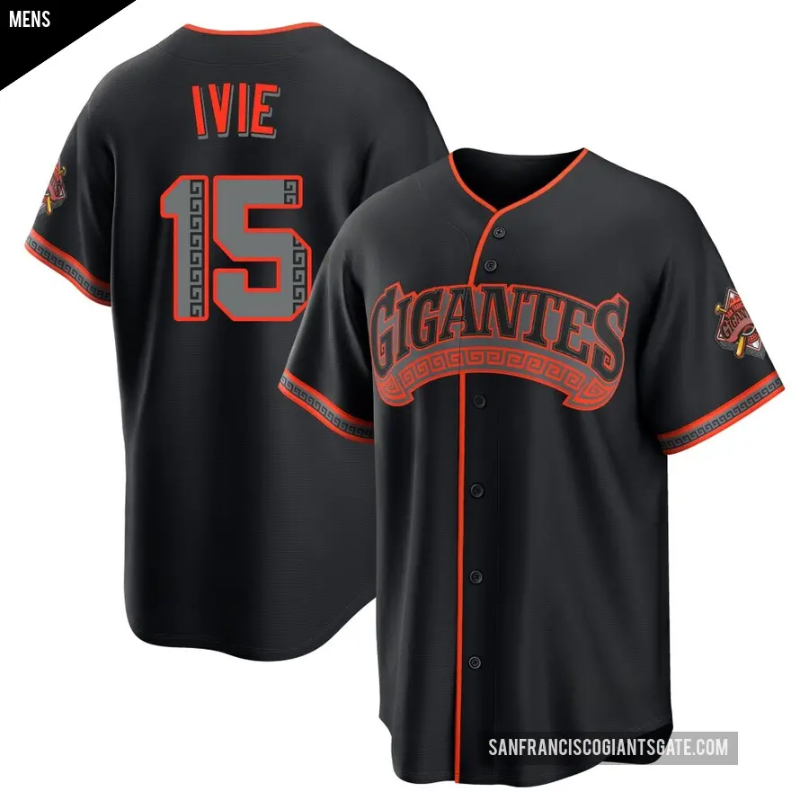 Men's San Francisco Giants ＃15 Mike Ivie Limited Black Alternate Stadium Jersey