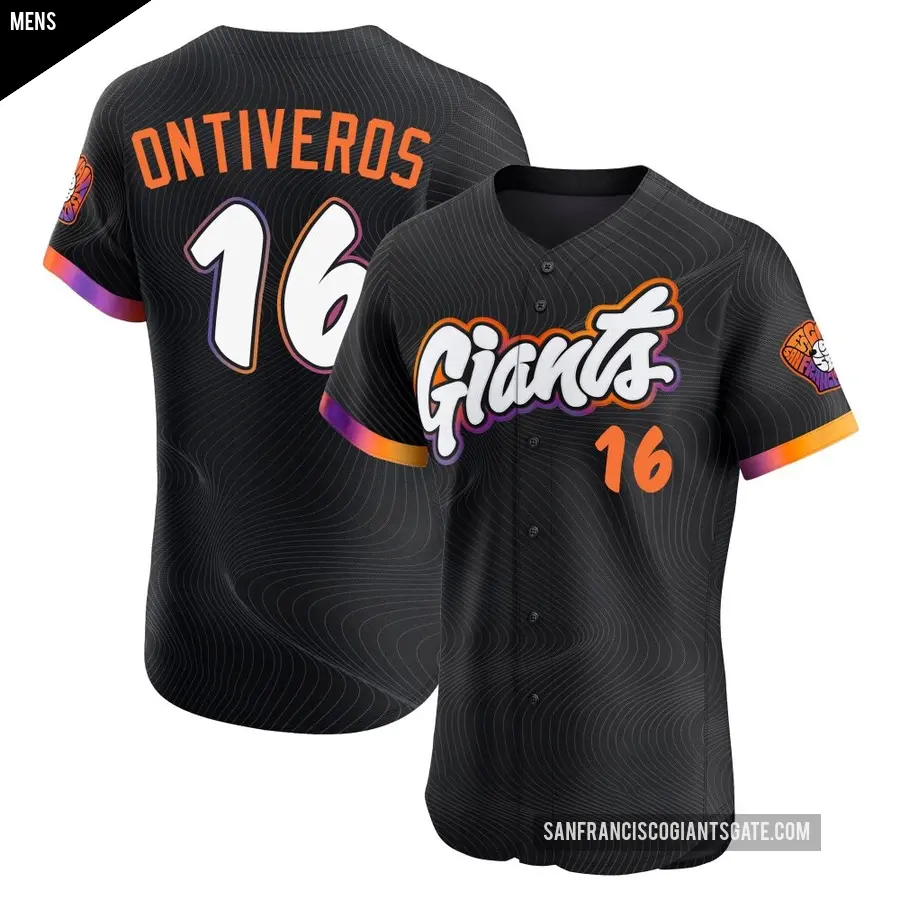 Men's San Francisco Giants ＃16 Steve Ontiveros Elite Anthracite 2025 City Connect Jersey