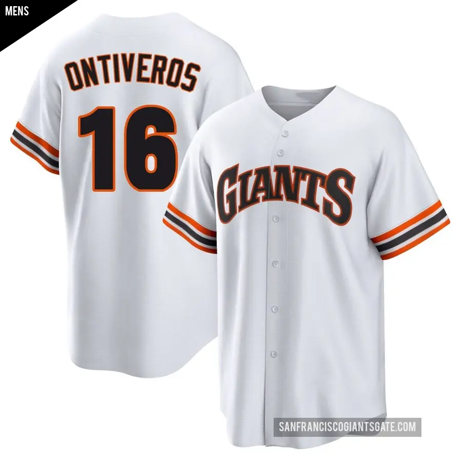 Men's San Francisco Giants ＃16 Steve Ontiveros Limited White Throwback Cooperstown Collection Jersey