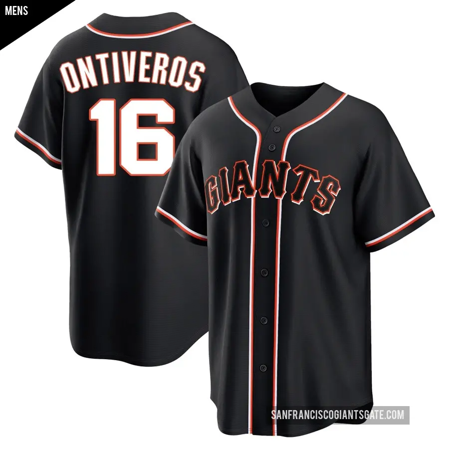 Men's San Francisco Giants ＃16 Steve Ontiveros Replica Black Fashion Out Jersey