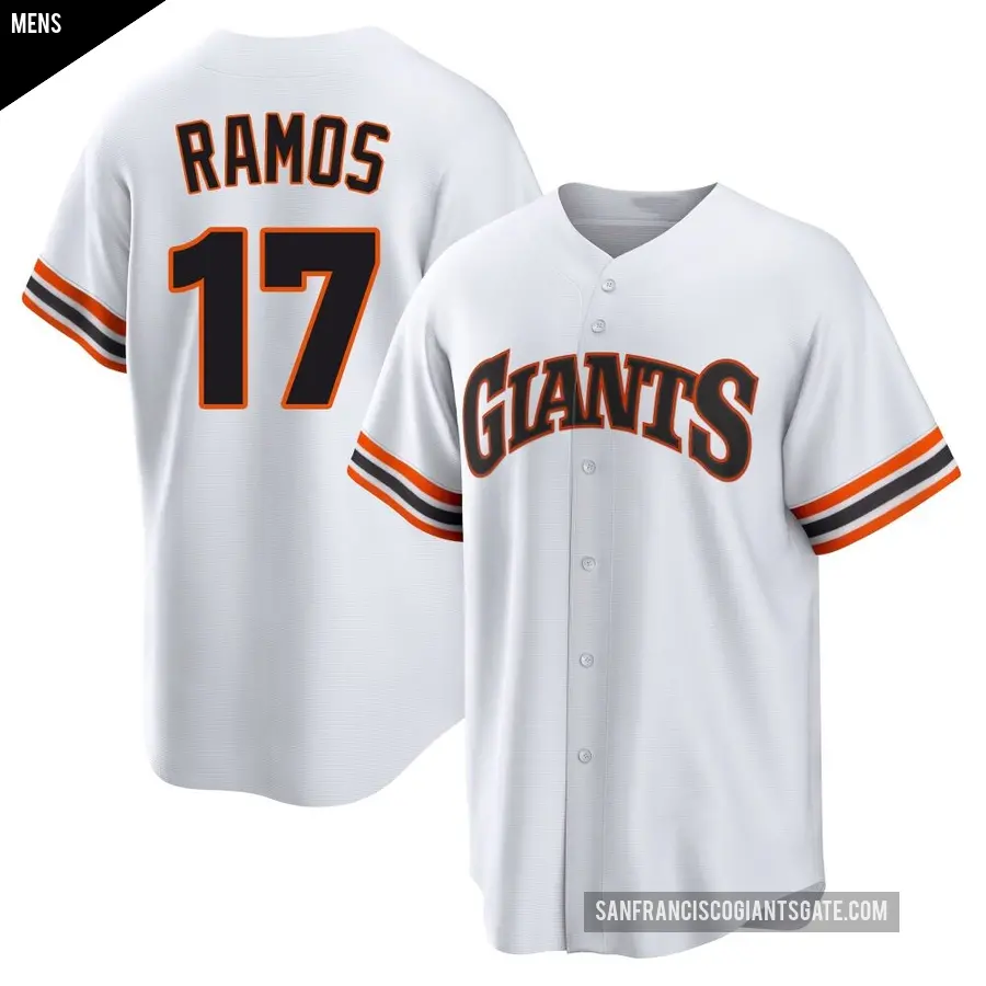 Men's San Francisco Giants ＃17 Heliot Ramos Limited White Throwback Cooperstown Collection Jersey