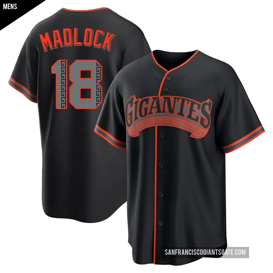 Men's San Francisco Giants ＃18 Bill Madlock Replica Black Alternate Jersey