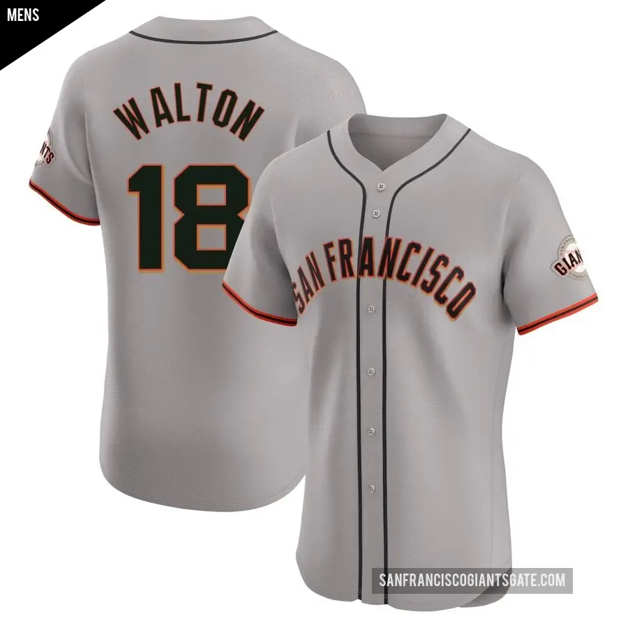 Men's San Francisco Giants ＃18 Donovan Walton Elite Gray Road Jersey