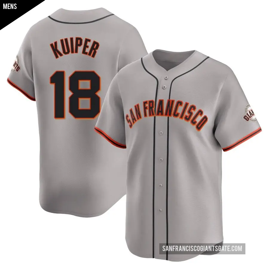Men's San Francisco Giants ＃18 Duane Kuiper Limited Gray Away Jersey