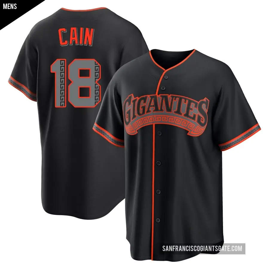 Men's San Francisco Giants ＃18 Matt Cain Replica Black Alternate Jersey