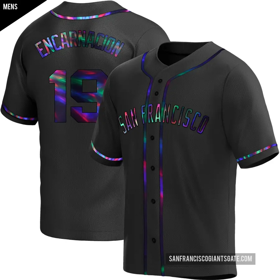 Men's San Francisco Giants ＃19 Jerar Encarnacion Replica Black Holographic Alternate Jersey