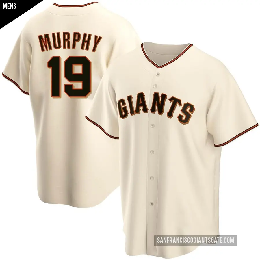 Men's San Francisco Giants ＃19 Tom Murphy Replica Cream Home Jersey