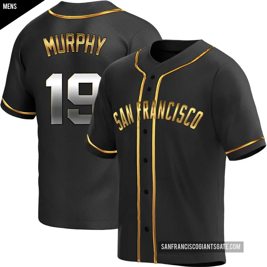 Men's San Francisco Giants ＃19 Tom Murphy Replica Gold Black en Alternate Jersey