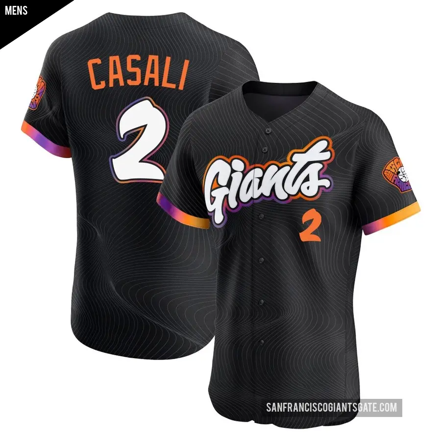 Men's San Francisco Giants ＃2 Curt Casali Elite Anthracite 2025 City Connect Jersey