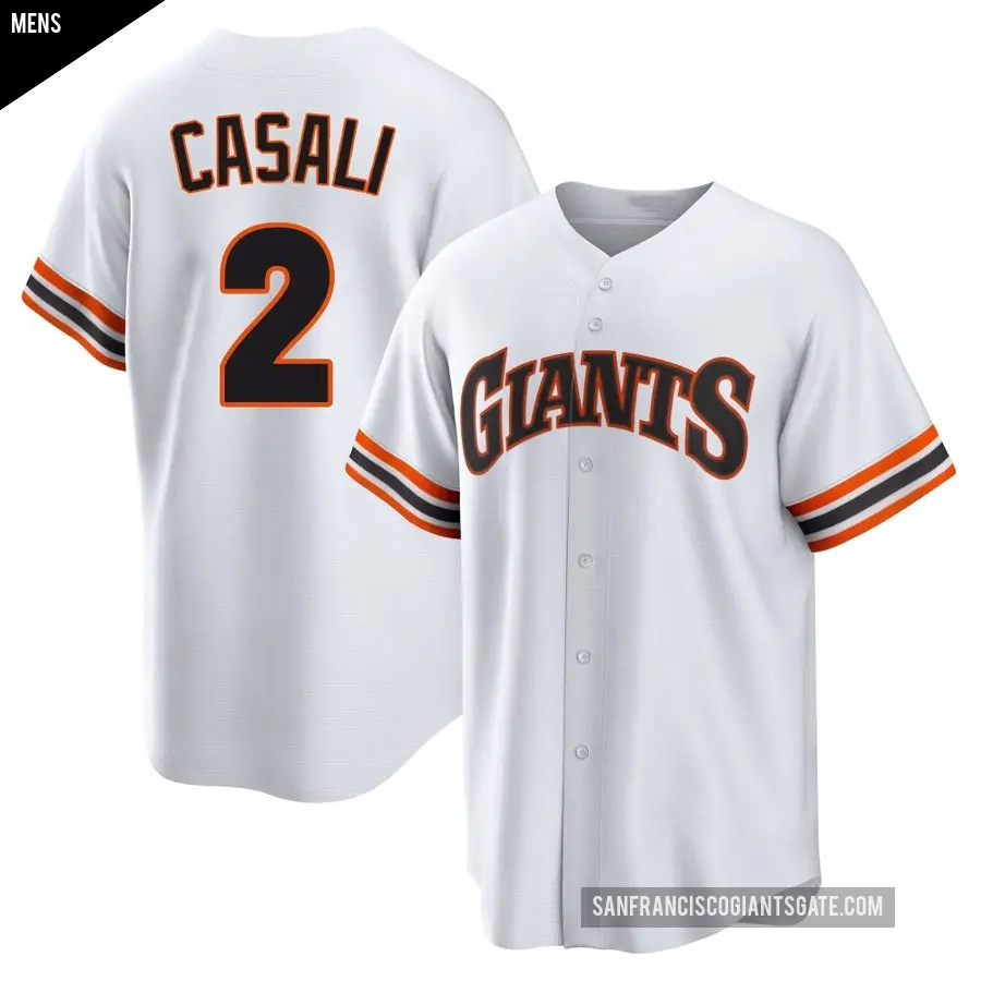 Men's San Francisco Giants ＃2 Curt Casali Limited White Throwback Cooperstown Collection Jersey