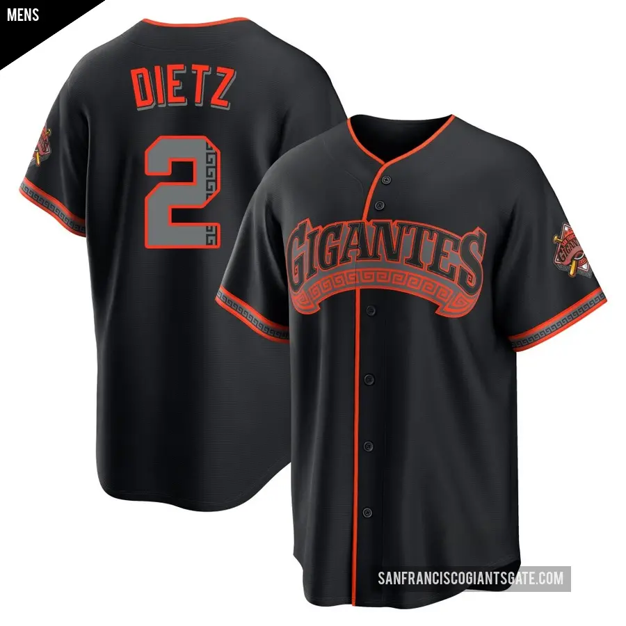 Men's San Francisco Giants ＃2 Dick Dietz Limited Black Alternate Stadium Jersey