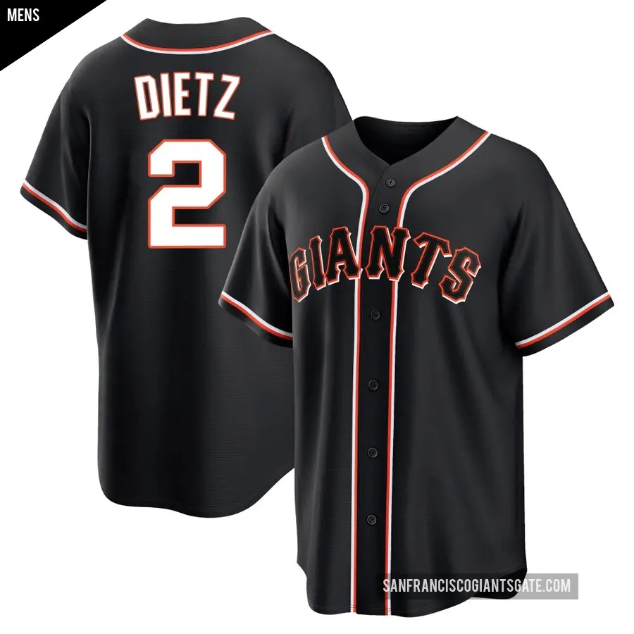 Men's San Francisco Giants ＃2 Dick Dietz Replica Black Fashion Out Jersey