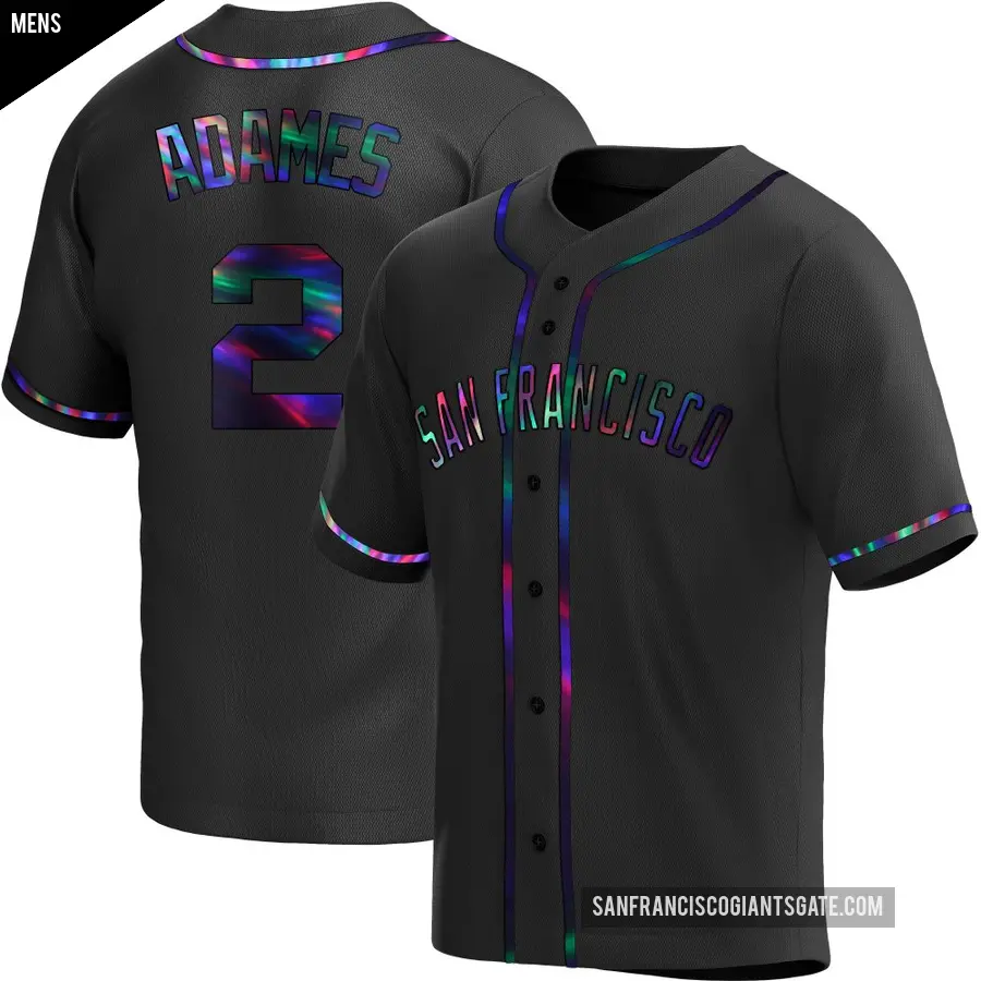 Men's San Francisco Giants ＃2 Willy Adames Replica Black Holographic Alternate Jersey