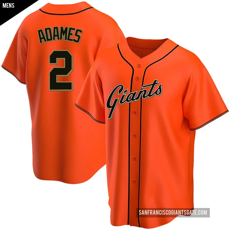 Men's San Francisco Giants ＃2 Willy Adames Replica Orange Alternate Jersey