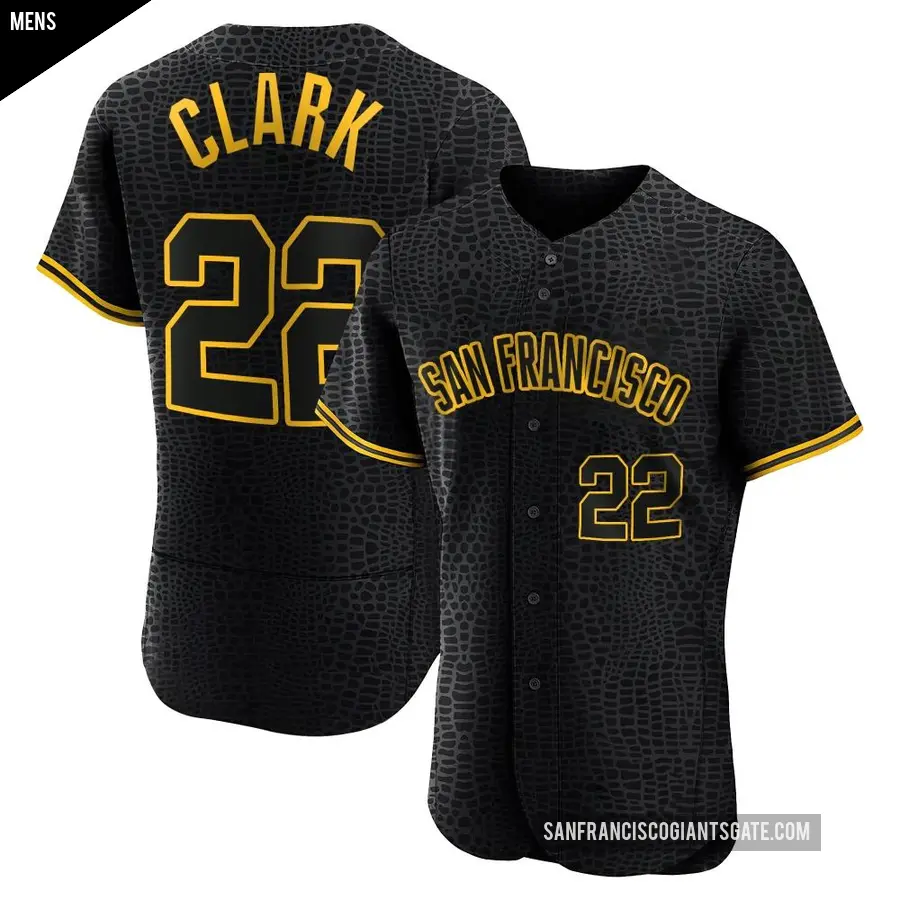 Men's San Francisco Giants ＃22 Jack Clark Authentic Black Snake Skin City Jersey