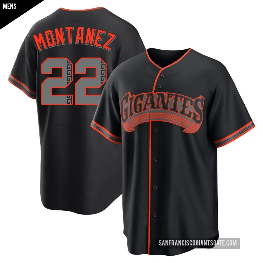 Men's San Francisco Giants ＃22 Willie Montanez Replica Black Alternate Jersey