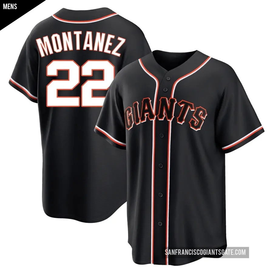 Men's San Francisco Giants ＃22 Willie Montanez Replica Black Fashion Out Jersey
