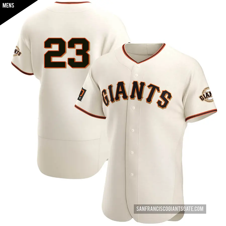 Men's San Francisco Giants ＃23 Shawon Dunston Authentic Cream Home Jersey