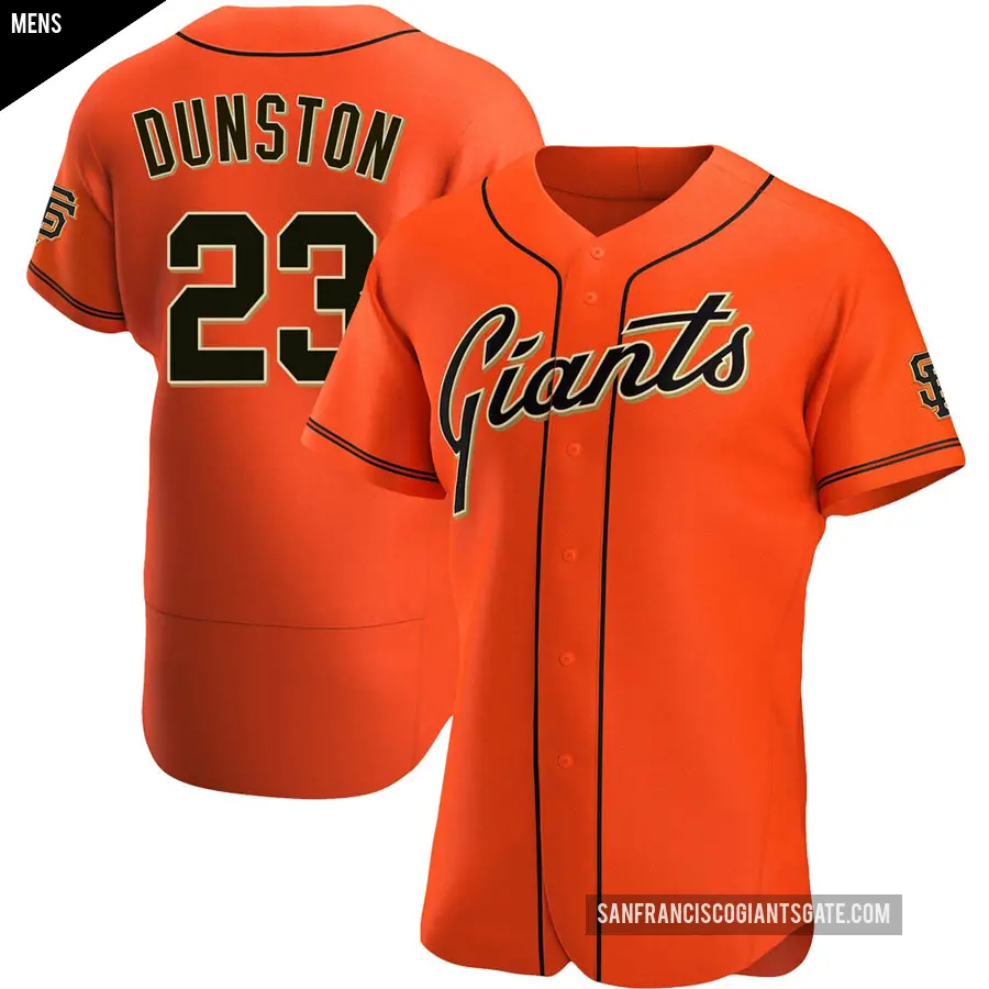 Men's San Francisco Giants ＃23 Shawon Dunston Authentic Orange Alternate Jersey