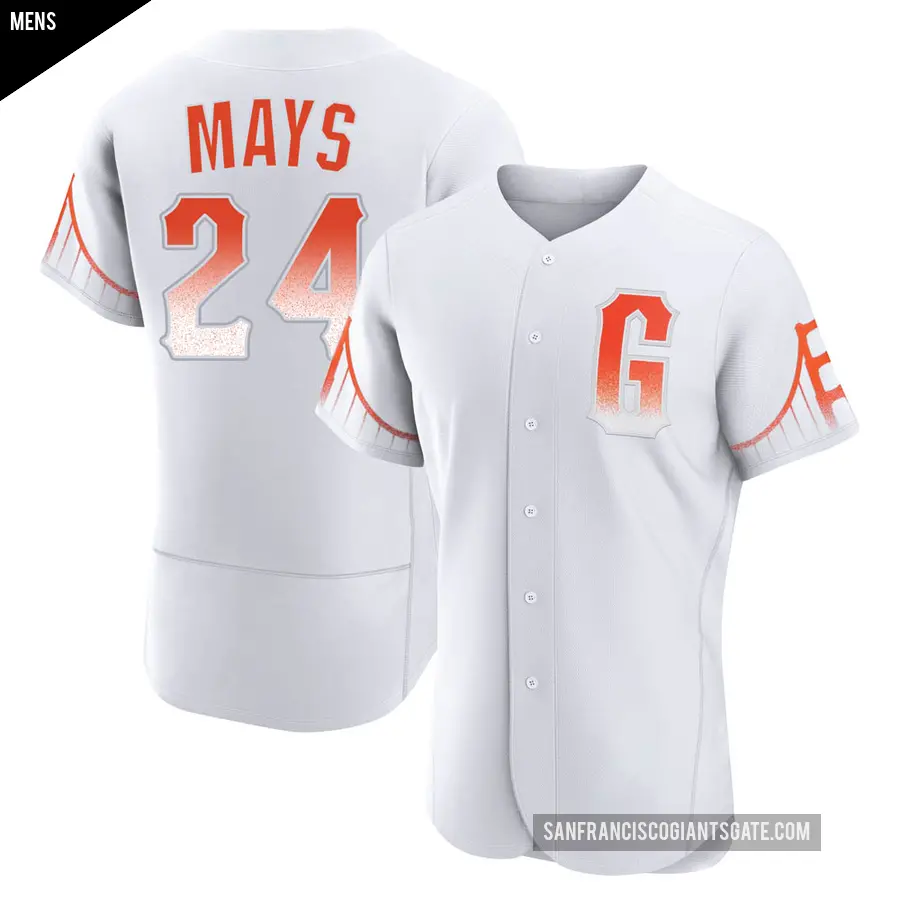 Men's San Francisco Giants ＃24 Willie Mays Authentic White 2021 City Connect Jersey