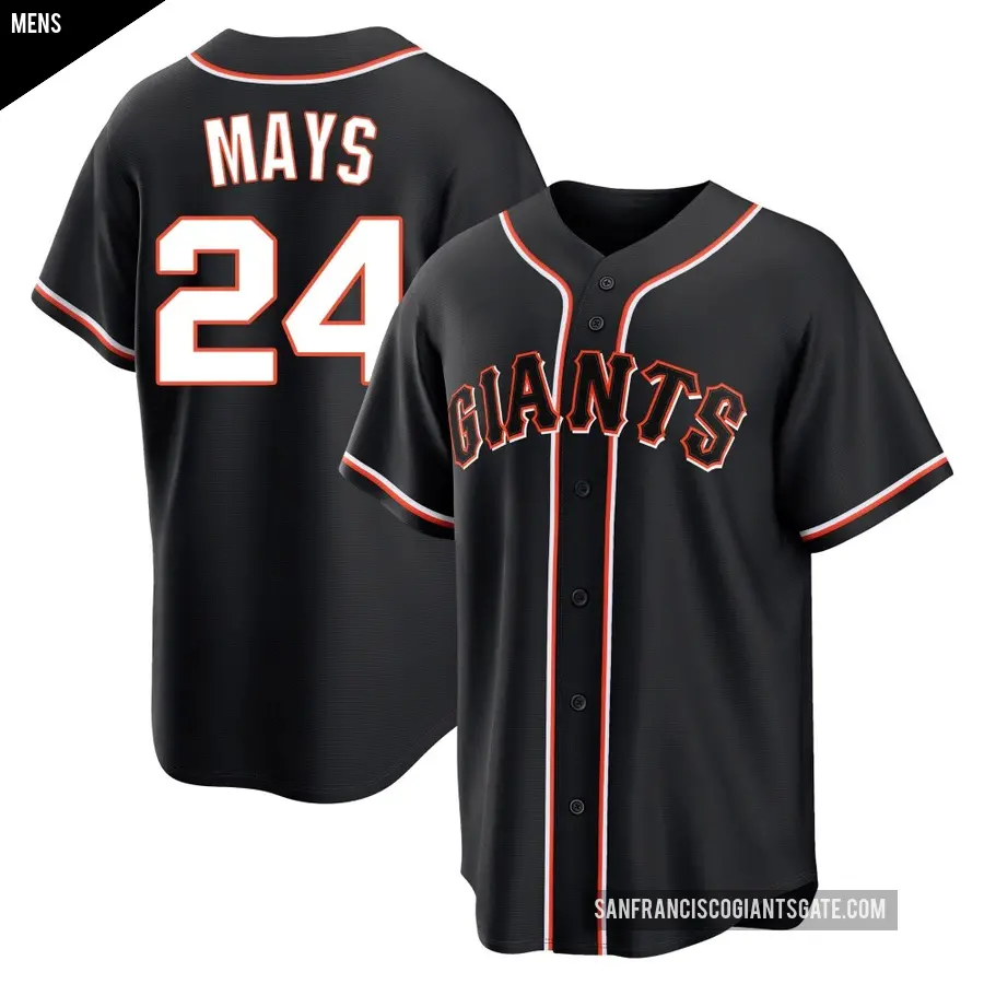 Men's San Francisco Giants ＃24 Willie Mays Replica Black Fashion Out Jersey