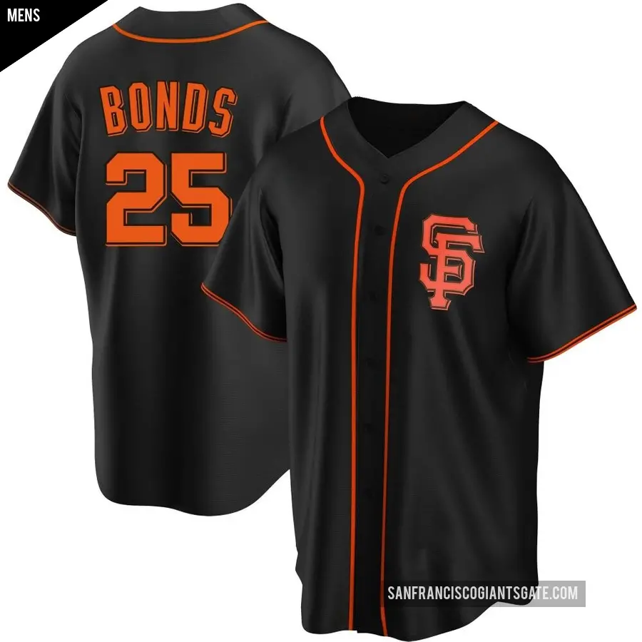 Men's San Francisco Giants ＃25 Barry Bonds Replica Black Alternate Jersey
