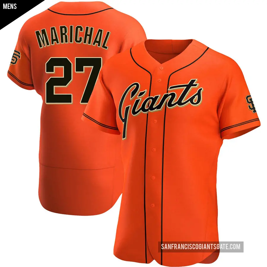 Men's San Francisco Giants ＃27 Juan Marichal Authentic Orange Alternate Jersey