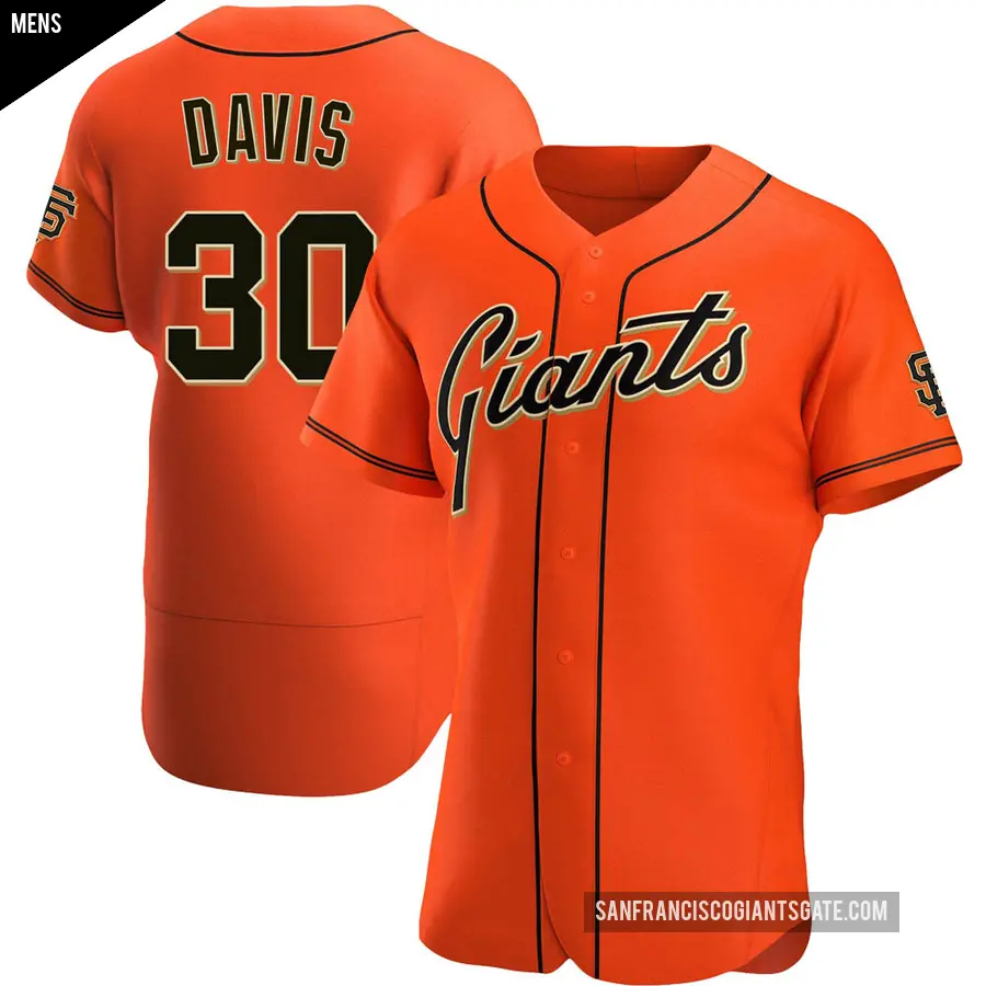 Men's San Francisco Giants ＃30 Chili Davis Authentic Orange Alternate Jersey