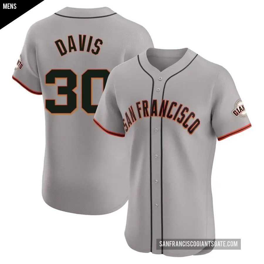 Men's San Francisco Giants ＃30 Chili Davis Elite Gray Road Jersey