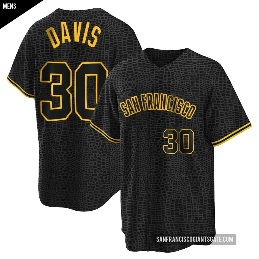 Men's San Francisco Giants ＃30 Chili Davis Replica Black Snake Skin City Jersey