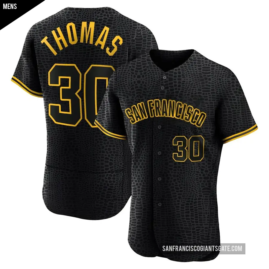 Men's San Francisco Giants ＃30 Derrel Thomas Authentic Black Snake Skin City Jersey