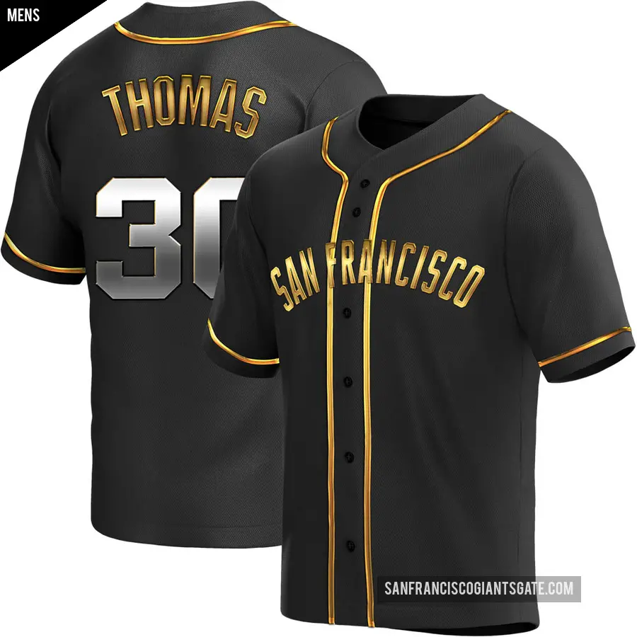 Men's San Francisco Giants ＃30 Derrel Thomas Replica Gold Black en Alternate Jersey