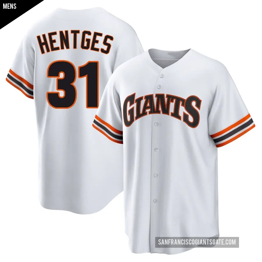 Men's San Francisco Giants ＃31 Sam Hentges Limited White Throwback Cooperstown Collection Jersey